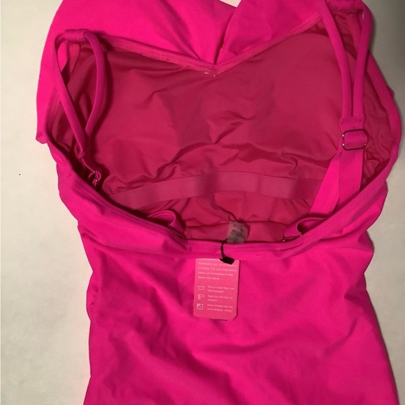 Vibrant Pink Ruffled One Piece Swimsuit with Deep V-Neck - Picture 8 of 12